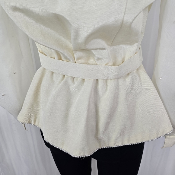 Vintage Nomi Rubinstein ivory puff sheer sleeve embellished jacket medium - Picture 12 of 16